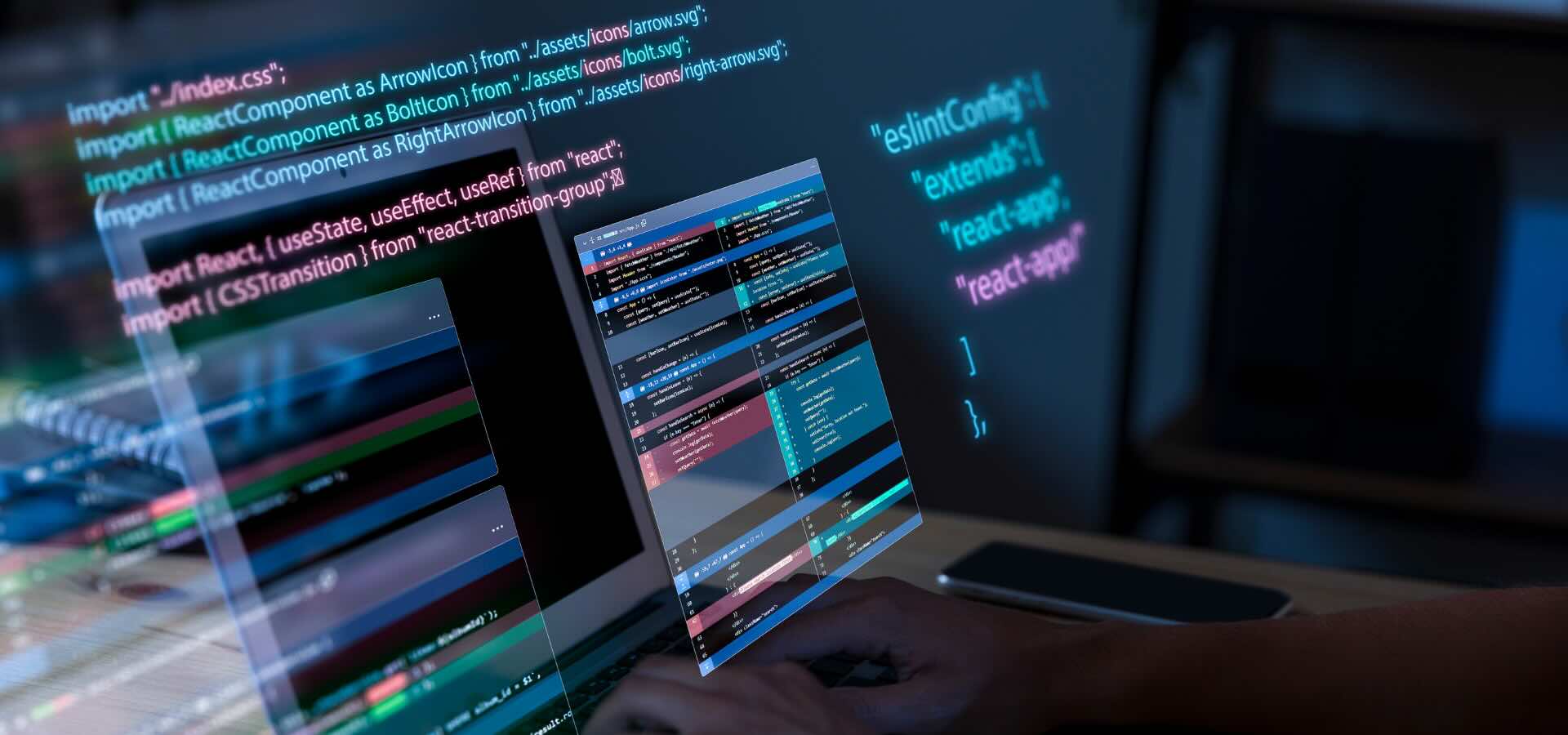 Image représentant un ordinateur avec du code informatique